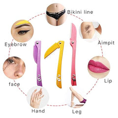 Pack of 3 Feather Flamingo Facial Razor for Face Eyebrows & Body shaving Facial Touch-up Razor