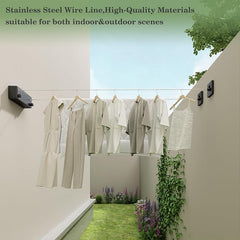 Retractable Clothesline Indoor, Non-Sagging Twin Clothes Line Retracting Outdoor Heavy Duty Clothes Drying Laundry Line Wall Mounted Stainless Steel Double Line-13.8 ft(Black)