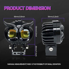 OWL Shape Fog Yellow-White & Flash light Low & High Beam Owl Plastic Body